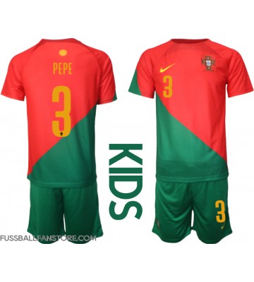 Portugal Pepe #3 Replik Heimtrikot Kinder WM 2022 Kurzarm (+ Kurze Hosen)